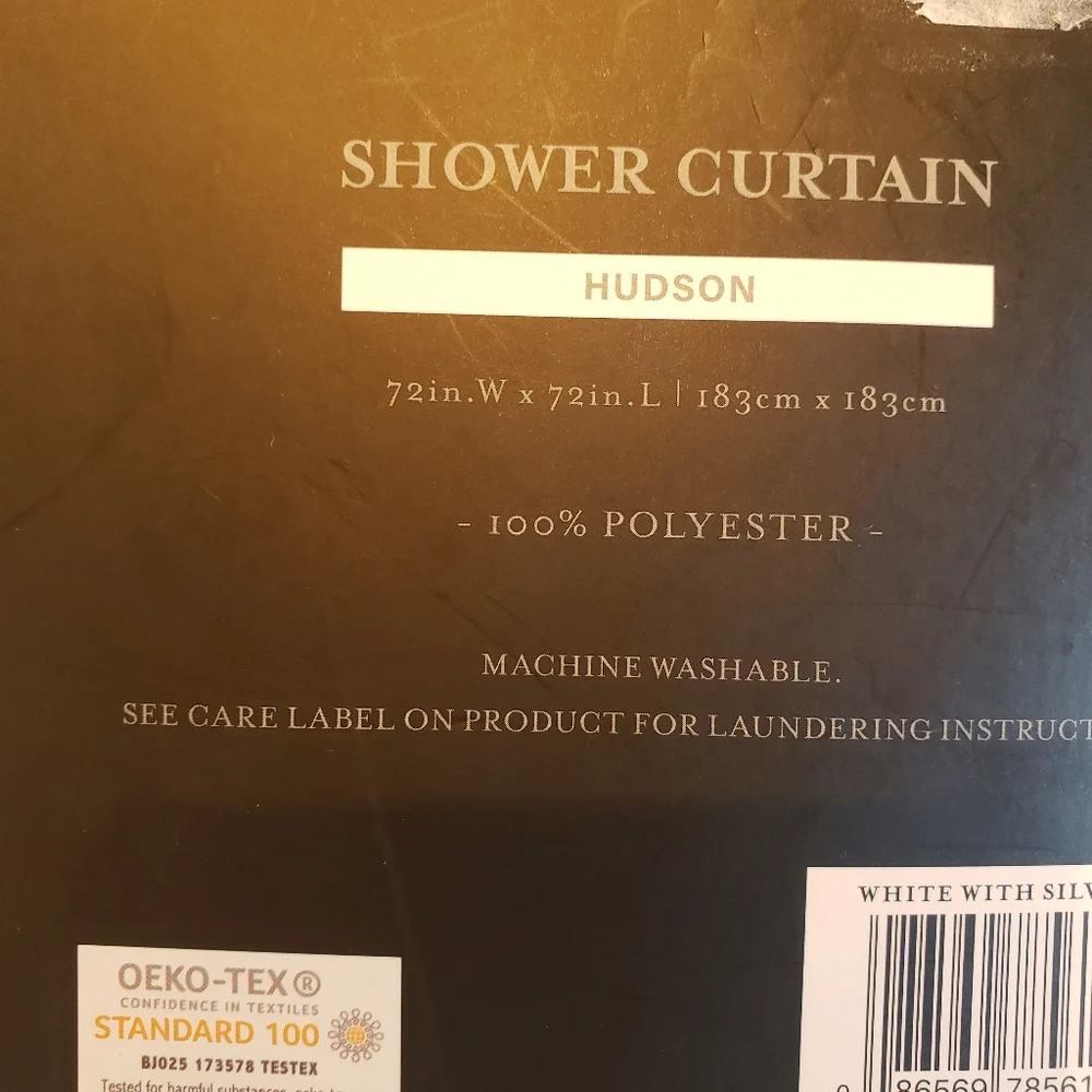 White With Silver Shower Curtain